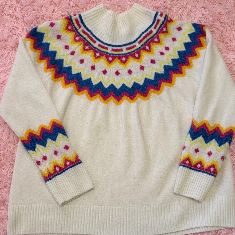 Vince Camuto Fair Isle Mock Neck Knit Sweater